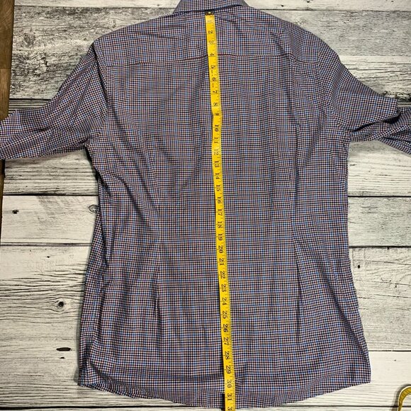 Eton Slim Gingham Check Print Dress Shirt - Picture 11 of 12
